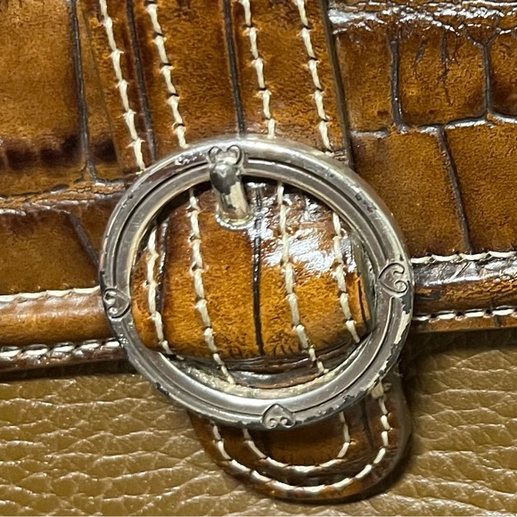 Brighton Brown Crock Embossed Pebbled Leather Handbag EUC - Picture 8 of 17